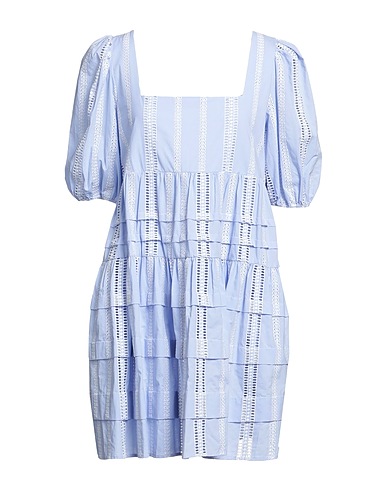 MAJE Short dress Sky blue 100% Cotton, Polyester