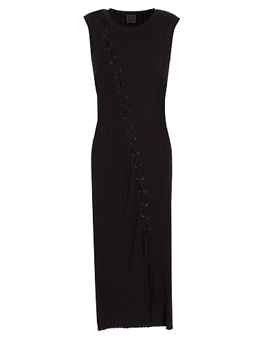 8 by YOOX Midi dress VISCOSE BLEND LACED MIDI DRESS
 Black 72% Viscose, 28% Recycled polyamide