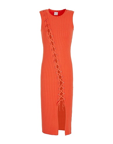 8 by YOOX サマードレス VISCOSE BLEND LACED MIDI DRESS
 コーラル レーヨン 72% / 再生ポリアミド 28%