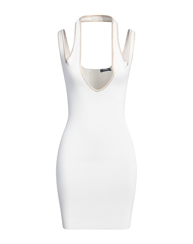 BALMAIN Kurzes Kleid Weiß 90% Viskose, 9% Polyamid, 1% Elastan, Cupro