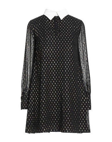 FRANKIE MORELLO Hemdkleid Schwarz 100% Polyester, Acetat, Elastan