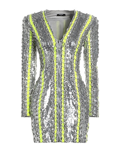 BALMAIN Sequin dress Silver 100% Polyamide, Viscose, Brass, Synthetic resin, Acrylic