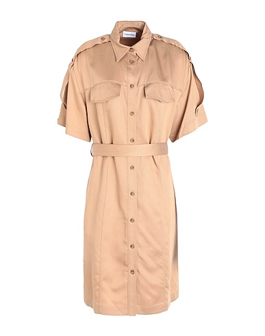 CALVIN KLEIN Midi dress Camel 85% Tencel™ Lyocell, 15% Linen
