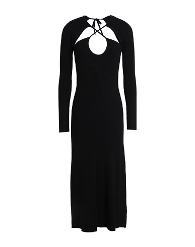NINETY PERCENT Midi dress Black 62% Viscose, 23% Recycled polyester, 15% Polyamide