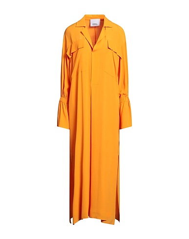 ERIKA CAVALLINI Long dress Orange 65% Acetate, 35% Silk
