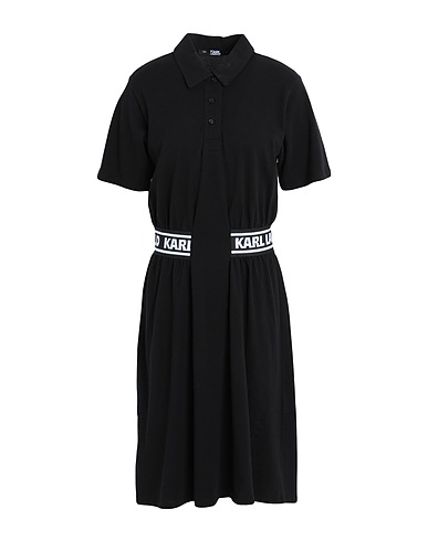 KARL LAGERFELD オフィスワンピース PIQUE POLO DRESS
 ブラック オーガニックコットン 100%