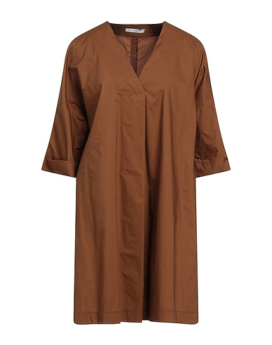 BIANCOGHIACCIO Vestito corto Marrone 100% Cotone
