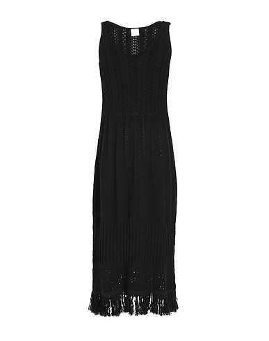 8 by YOOX Midi dress ORGANIC COTTON FRINGED MAXI DRESS
 Black 100% Organic cotton