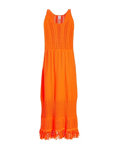 8 by YOOX Midi dress ORGANIC COTTON FRINGED MAXI DRESS
 Orange 100% Organic cotton