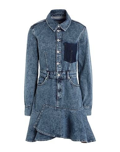 KARL LAGERFELD JEANS Denim dress KLJ RUFFLED HEM DENIM DRESS
 Blue 99% Organic cotton, 1% Elastane
