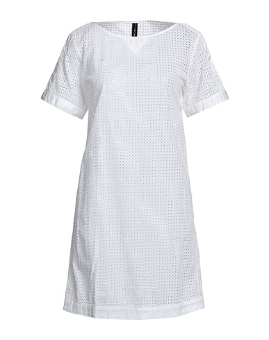 MARC CAIN DRESSES White 100% Cotton, Elastane