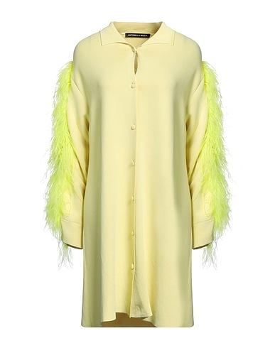 ANTONELLA RIZZA Vestito corto Giallo pastello 100% Viscosa, Piume di struzzo