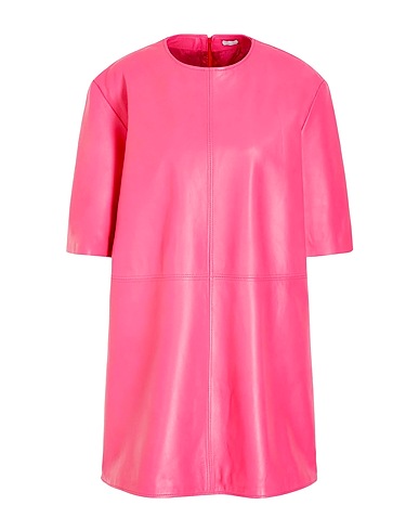 8 by YOOX Short dress LEATHER S/SLEEVE MINI DRESS
 Fuchsia 100% Lambskin