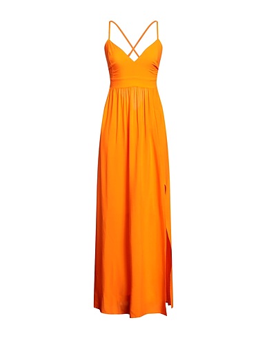 THINK Vestito lungo Arancione 100% Viscosa