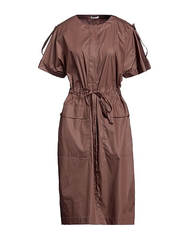 PESERICO Midi dress Brown 73% Cotton, 23% Polyamide, 4% Elastane
