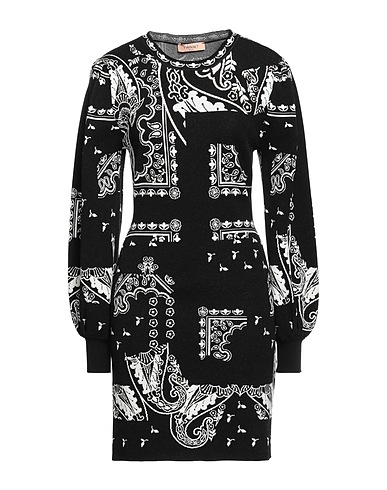 TWINSET Short dress Black 53% Viscose, 20% Polyester, 17% Acrylic, 7% Cotton, 3% Wool