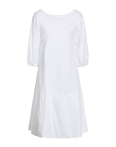 LIVIANA CONTI Midi dress White 68% Cotton, 28% Polyamide, 4% Elastane