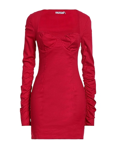 NA-KD Elegant dress Red 50% Linen, 45% Viscose, 5% Elastane