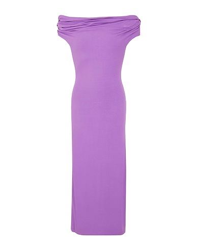 8 by YOOX Midi dress JERSEY  OFF-SHOULDER MIDI DRESS
 Lilac 95% Viscose, 5% Elastane