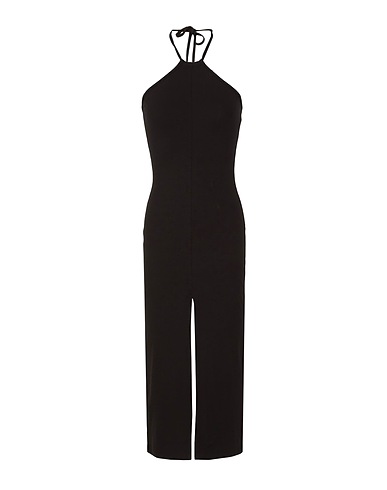 8 by YOOX Midi dress JERSEY HALTER MIDI DRESS W/ FRONT SLIT
 Black 95% Viscose, 5% Elastane