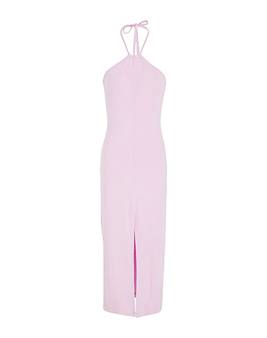 8 by YOOX Midi dress JERSEY HALTER MIDI DRESS W/ FRONT SLIT
 Pink 95% Viscose, 5% Elastane