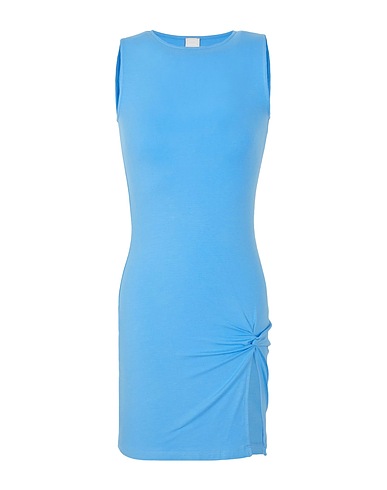 8 by YOOX Sheath dress JERSEY SLEEVELESS FRONT RUCHED SLIT MINI DRESS
 Light blue 95% Viscose, 5% Elastane