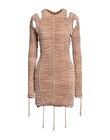 BALMAIN Sheath dress Light brown 60% Viscose, 40% Silk