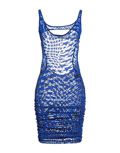 MUGLER Sheath dress Bright blue 77% Polyamide, 23% Elastic fibres