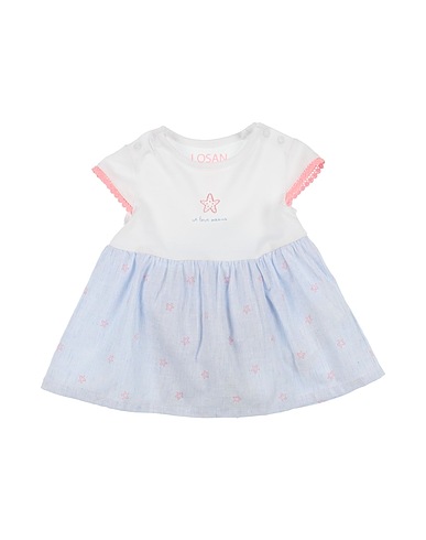 LOSAN Vestido para bebé  White 70% Cotton, 30% Linen, Elastane