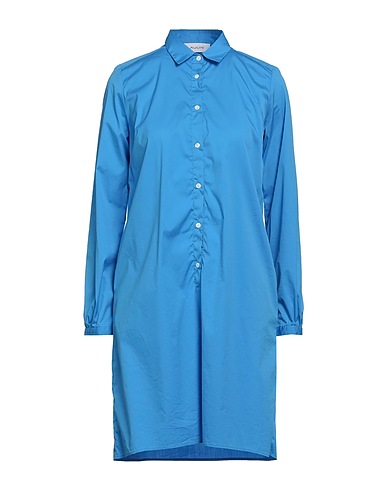 AGLINI Shirt dress Azure 78% Cotton, 17% Polyamide, 5% Elastane