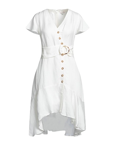 GUESS Shirt dress Ivory 50% Linen, 50% Viscose