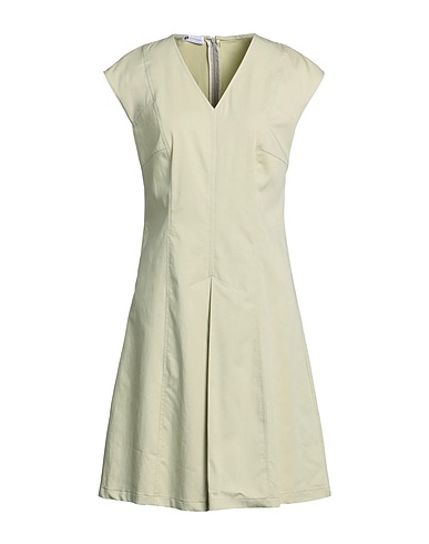 DIANA GALLESI Midi dress Sage green 72% Cotton, 25% Polyester, 3% Elastane