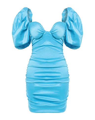 NA-KD Kurzes Kleid Azurblau 50% Polyester, 45% Polyamid, 5% Elastan