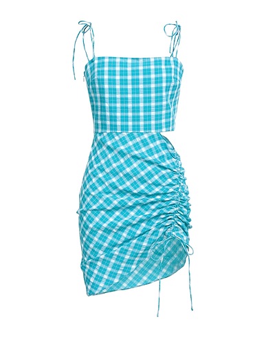 AMANDA UPRICHARD Sheath dress Turquoise 50% Cotton, 50% Polyester