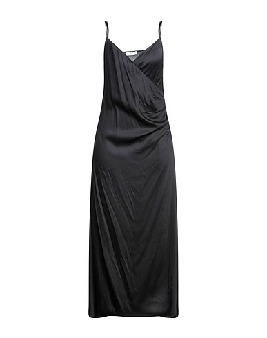 OPTIONS Long dress Black 95% Polyester, 5% Elastane