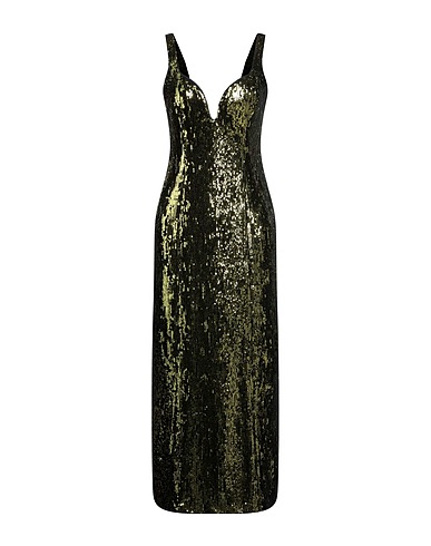 GALVAN  London Long dress Green 98% Polyester, 2% Elastane