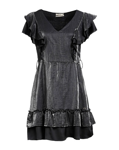 YES ZEE by ESSENZA Short dress Charcoal 88% Linen, 12% Polyester