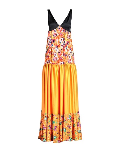 MSGM Long dress Orange 65% Recycled polyester, 35% Polyester
