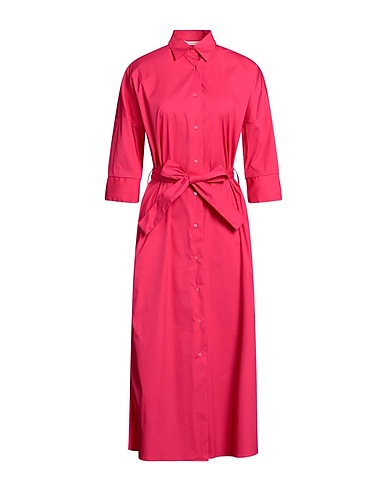 XACUS Midi dress Fuchsia 78% Cotton, 18% Polyamide, 4% Elastane