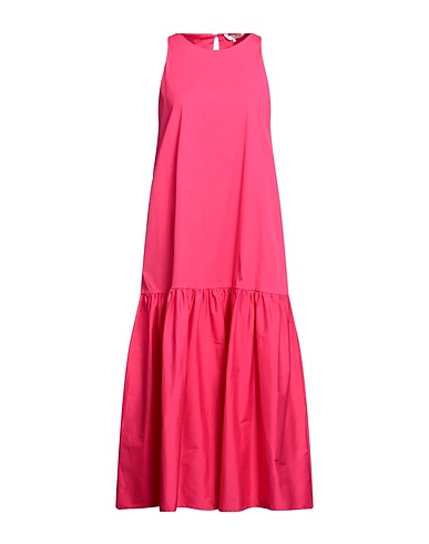XACUS Midi dress Fuchsia 78% Cotton, 18% Polyester, 4% Elastane