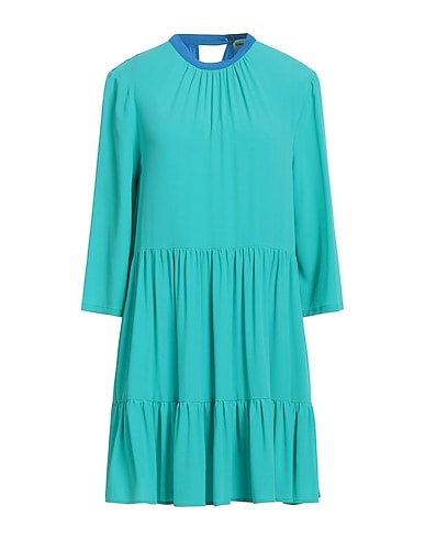 SEMICOUTURE Pleated dress Turquoise 69% Acetate, 31% Silk