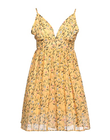 AMOTEA Vestito corto Giallo ocra 100% Cotone