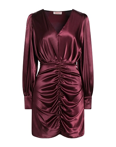 KONTATTO Short dress Burgundy 97% Polyester, 3% Elastane