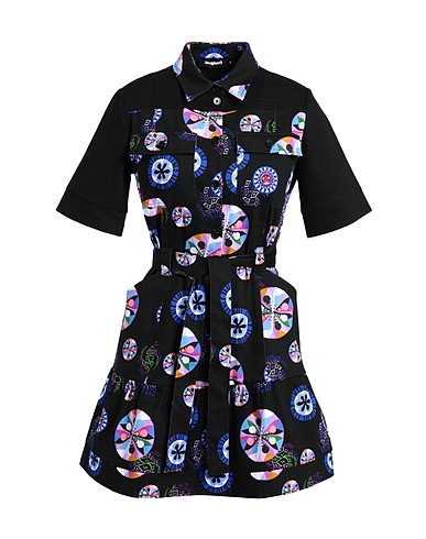 DESIGUAL Shirt dress Black 98% Cotton, 2% Elastane