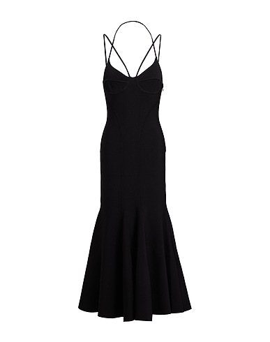 MCQUEEN Long dress Black 71% Viscose, 15% Polyester, 13% Polyamide, 1% Elastane