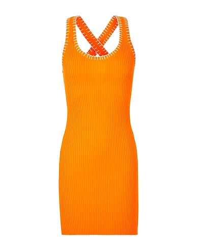 8 by YOOX Sheath dress SLEEVELESS KNIT MINI DRESS
 Orange 100% Organic cotton