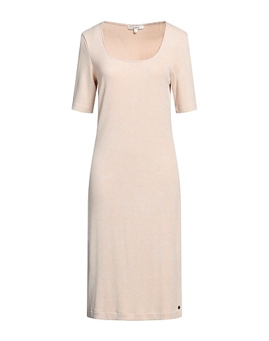 GARCIA Midi dress Beige 47% Viscose, 30% Polyester, 20% Polyamide, 3% Elastane
