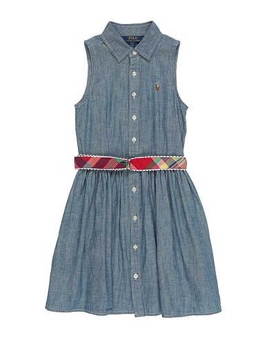 POLO RALPH LAUREN Dress Belted Indigo Chambray Shirtdress
 Blue 100% Cotton