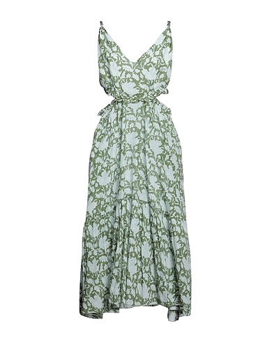 MAJE Long dress Green 57% Cotton, 43% Viscose