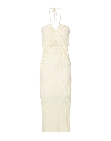 8 by YOOX 미디 원피스 ORGANIC COTTON OPEN KNIT HALTERNECK DRESS
 크림 100% 오가닉 코튼